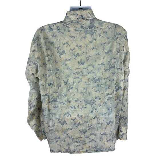 Vintage Blue Buckle Button-Up Mens Shirt With Deer Print Design Size L - Picture 2 of 6